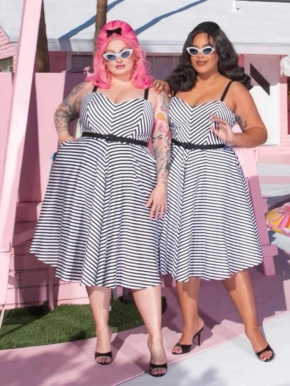 Rare! Pinup Vixen B&W Fit-and-Flare retro swing Dress